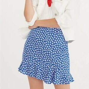 MADEWELL Blue Skater Mini Skirt blue‎ and red floral size 8